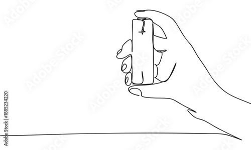 Continuous Line Drawing of a Hand Holding an Asthma Inhaler