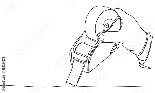 Continuous Line Drawing of Hand office tape