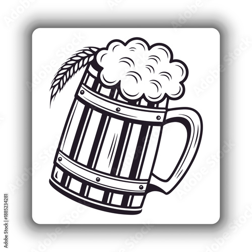 Single Beer Mug Icon with Foam – Pub and Brewery Vector.