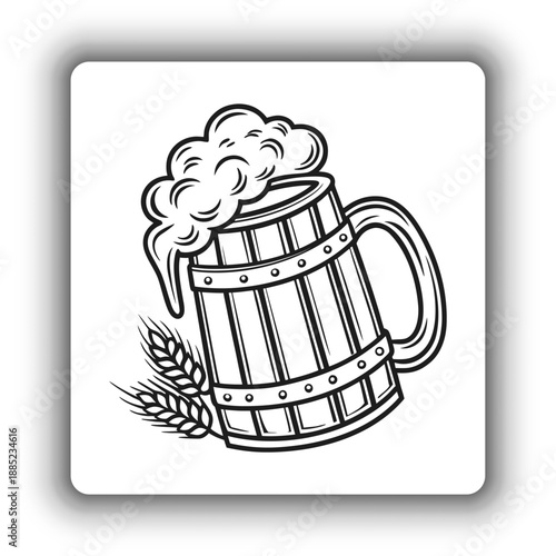 Single Beer Mug Icon with Foam – Pub and Brewery Vector.