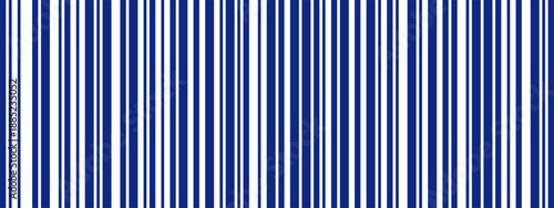 Long gradient stripe pattern with thin and thick blue lines. Abstract barcode background.