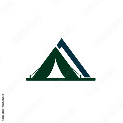 Adventure Hiking Gear Symbol Design featuring Abstract Camp Shelter and Mountain Peak Element for Survival Equipment Store and Wilderness Explorer Club
