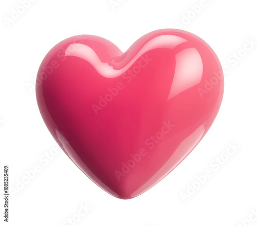 Wallpaper Mural Vibrant Pink heart, a glossy heart, 3D heart rendering, perfect love symbol for Valentine's Day and romantic themes, isolated on white. Torontodigital.ca