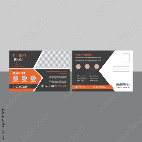 marketing real estate postcard template design.
