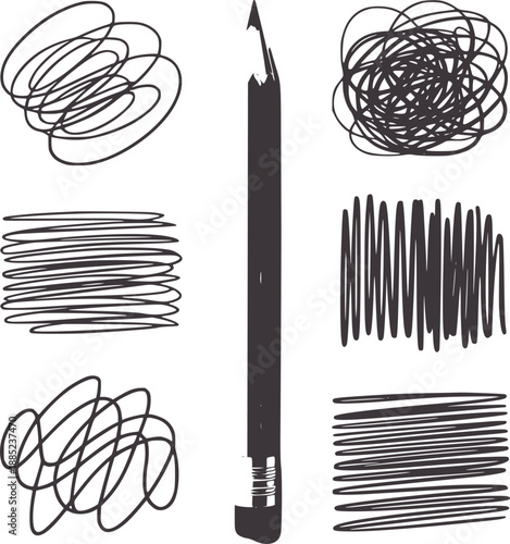 Dark gray pencil and scribbled lines scribbles graphite