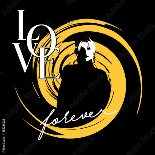 Love forever slogan and women design pattern art print
