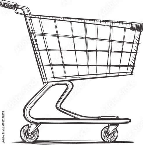 Minimalist pencil of a shopping cart trolley supermarket grocery