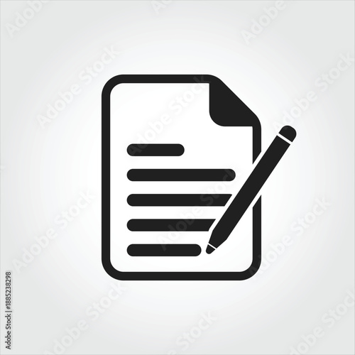 Editable document icon with pen symbol for writing and form concepts