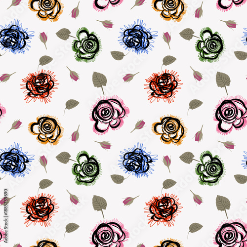 Geometric line flowers pattern background texture and art print design