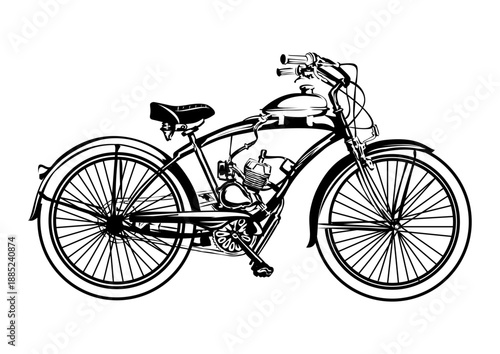 vintage motorized bicycle silhouette