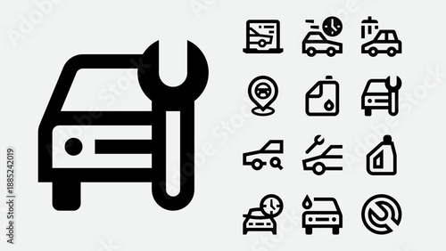 Car service and auto repair icons set