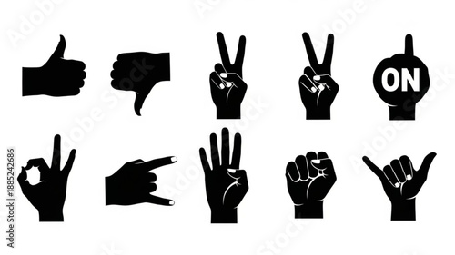 Collection of Hand Gestures Silhouettes.
