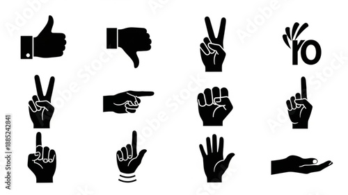 Collection of Hand Gestures Icons Vector Illustration.