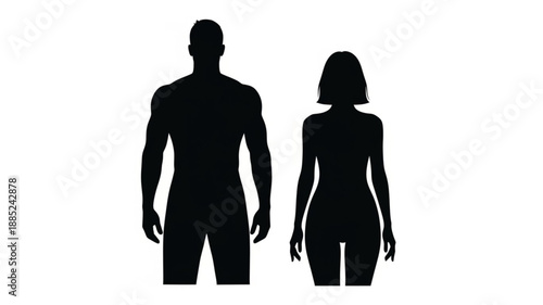 Male and Female Silhouettes Standing Together.