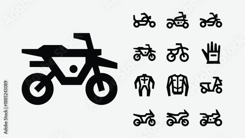 Motorcycles and motorbike icons set