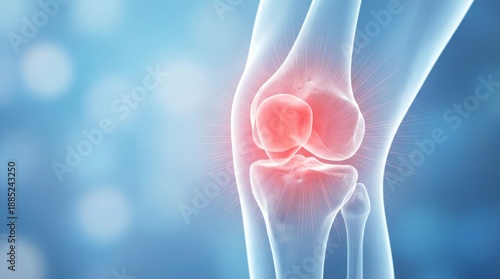 Knee Joint Pain Illustration - of a painful knee joint. Symbolizing health, anatomy, medicine, discomfort, and inflammation