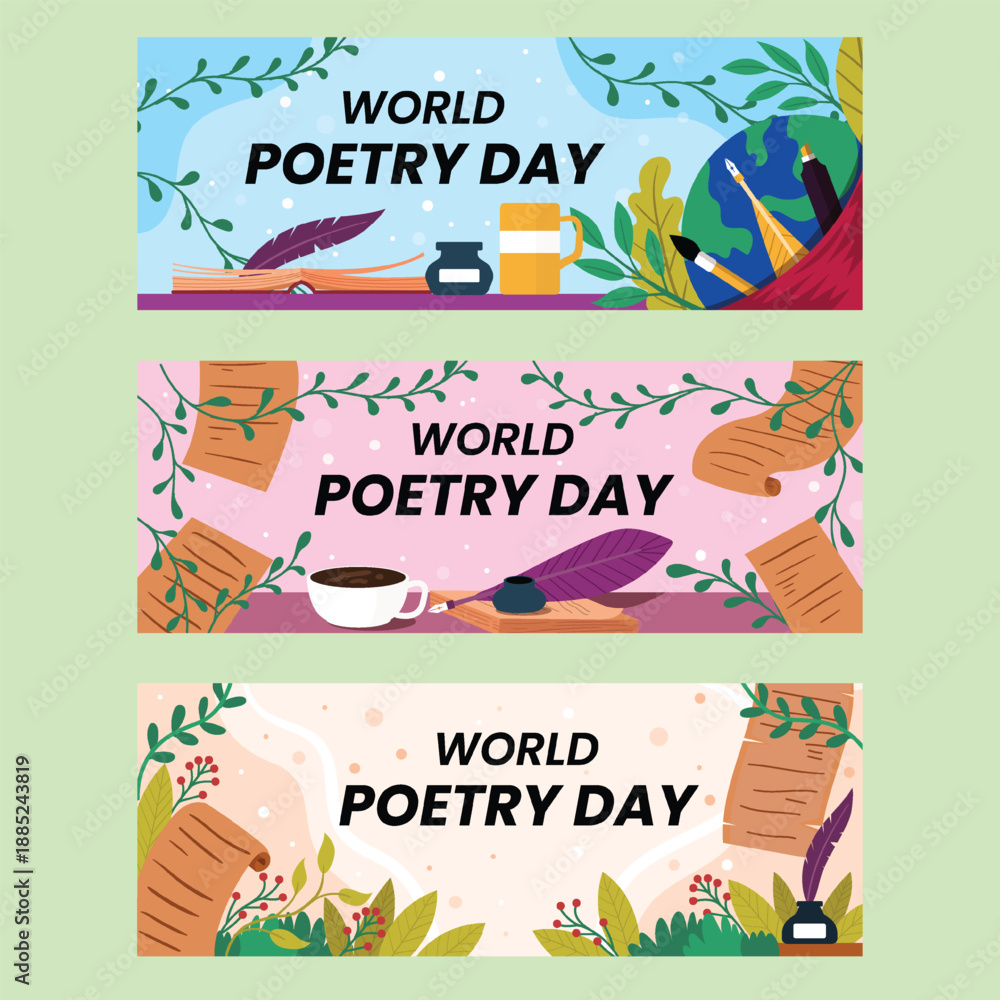 Fototapeta premium Celebrating world poetry day with artistic elements of writing and nature