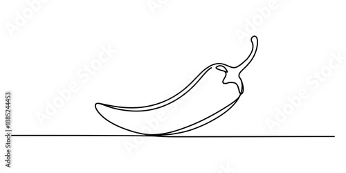 A single continuous line drawing of a spicy red chili pepper on a white background