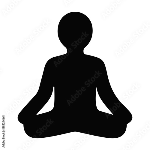 Silhouette of a person meditating in a yoga pose, symbolizing peace, mindfulness, and relaxation