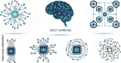 Abstract digital network and artificial intelligence concepts representing deep learning and neural networks in technology
