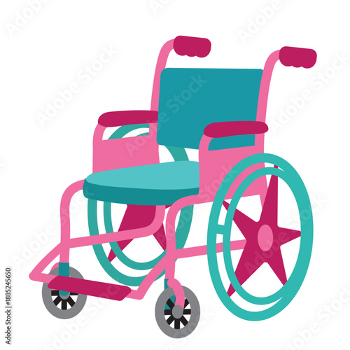 Wheel chair vector cartoon illustration.
