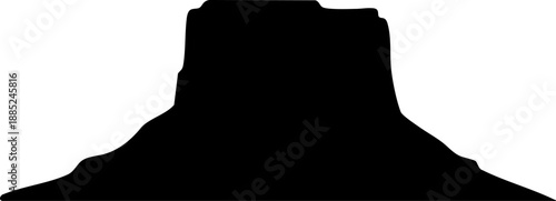 Desert mesa butte silhouette isolated on white background minimalist wild west canyon and arid landscape nature illustration