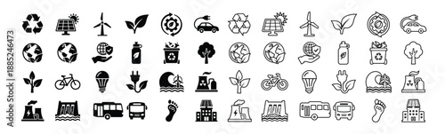 Eco-friendly icons set with recycling and sustainability themes