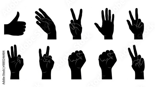 Collection of Hand Gestures Silhouettes.