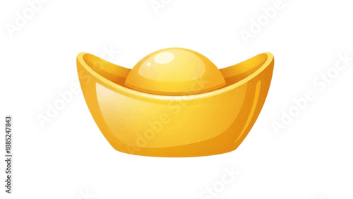 Vibrant illustration of a traditional golden ingot, symbolizing immense wealth, prosperity, and good fortune, perfect for conveying themes of financial success and cultural celebrations