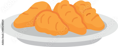 Crispy Chicken Nuggets on Plate Isolated Vector Illustration for Fast Food Menu Design