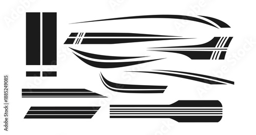 Dynamic car stripe decals vector set