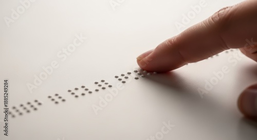 Reading Braille Text with Finger. Concept featuring braille, tactile reading, blindness, accessibility, education.