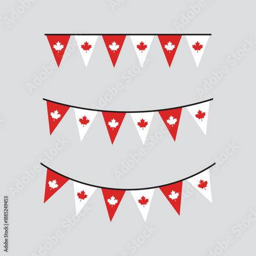 Seamless Canada Flag Party Bunting Border Background – Flat Design Illustration