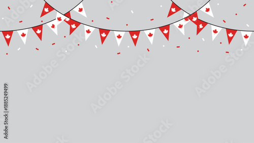 Seamless Canada Flag Party Bunting Border Background – Flat Design Illustration