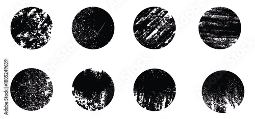 Japan circle red sun brush stamp  paint shape sets and Rough grunge frames Vector stock illustrations.