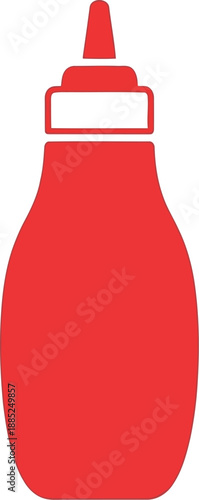 Red ketchup bottle silhouette icon isolated on white background for food packaging and restaurant design