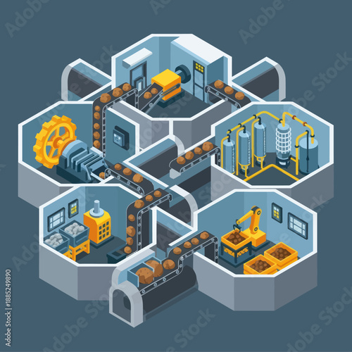Industrial Factory Assembly Line Production Process.
