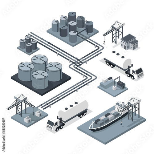 Oil Refinery Process Distribution Network System.
