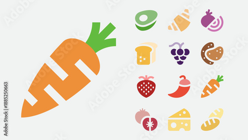 Duotone food and kitchen icons set