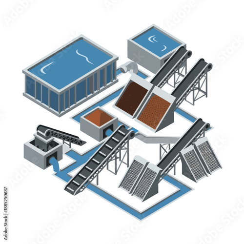 Industrial Water Treatment Plant 3D Model.