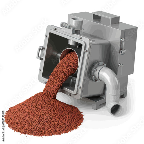 Coffee Beans Being Poured from Machine.