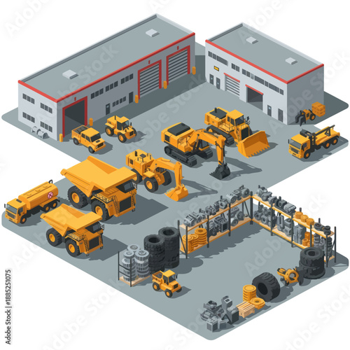 Heavy Machinery and Equipment in Industrial Yard.