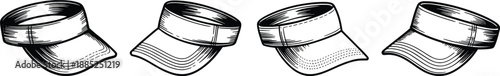 Tennis Cap Silhouette Vector Set.