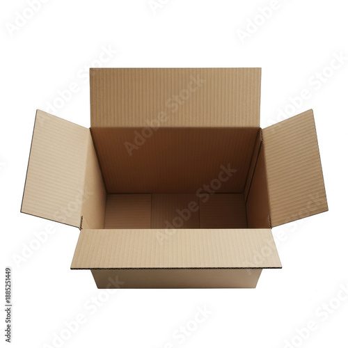 Open cardboard box isolated on transparent background