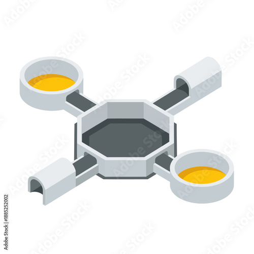 Drone with Yellow Liquid Containers.