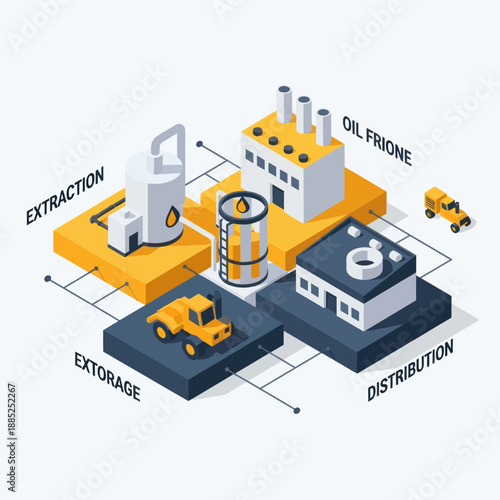 Oil Refinery Process Stages Infographic Illustration.