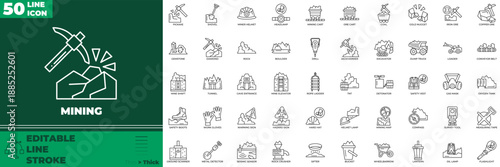 Mining Line Editable Icons set