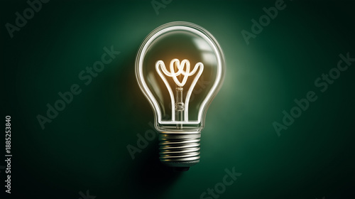 Lightbulb Icon Formed by a Single Continuous Line on a Seamless Dark Green Background

