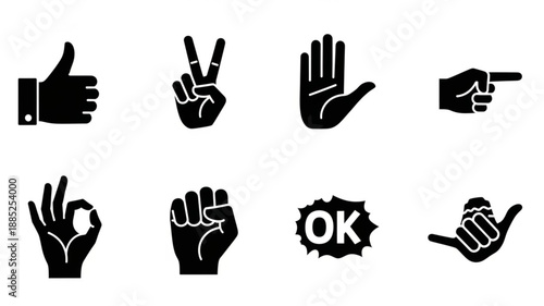 Collection of Hand Gestures Icons Vector Illustration.