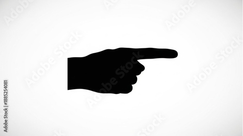 Black Silhouette of a Hand Pointing to the Right.